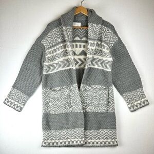 Lucky Brand Fair Isle Open Front Long Sweater Cardigan